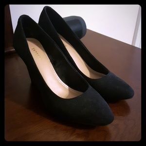 Express Suede Black Wedges